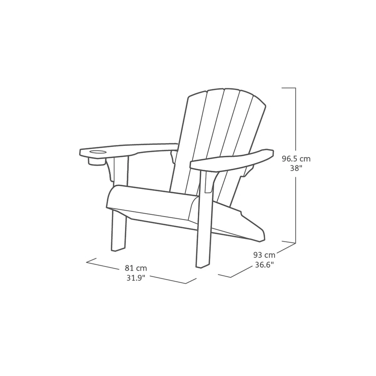 Keter Alpine Adirondack Chaise de Jardin Blanc