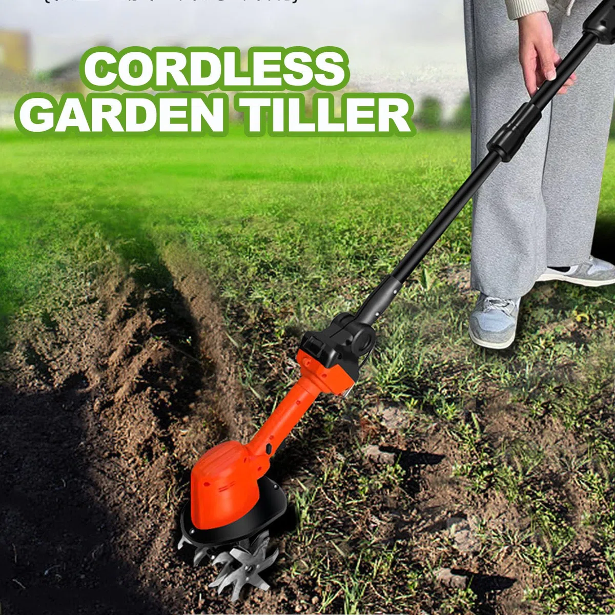 Motoculteur Portatif, 235 TR/Min, sans Fil, avec Manche Télescopique, 2 Batteries 1,5 Ah, Largeur De Travail De 12,7 Cm Et Profondeur De 12,7 Cm. Idéal pour Le Jardinage, La Pelouse Et Les