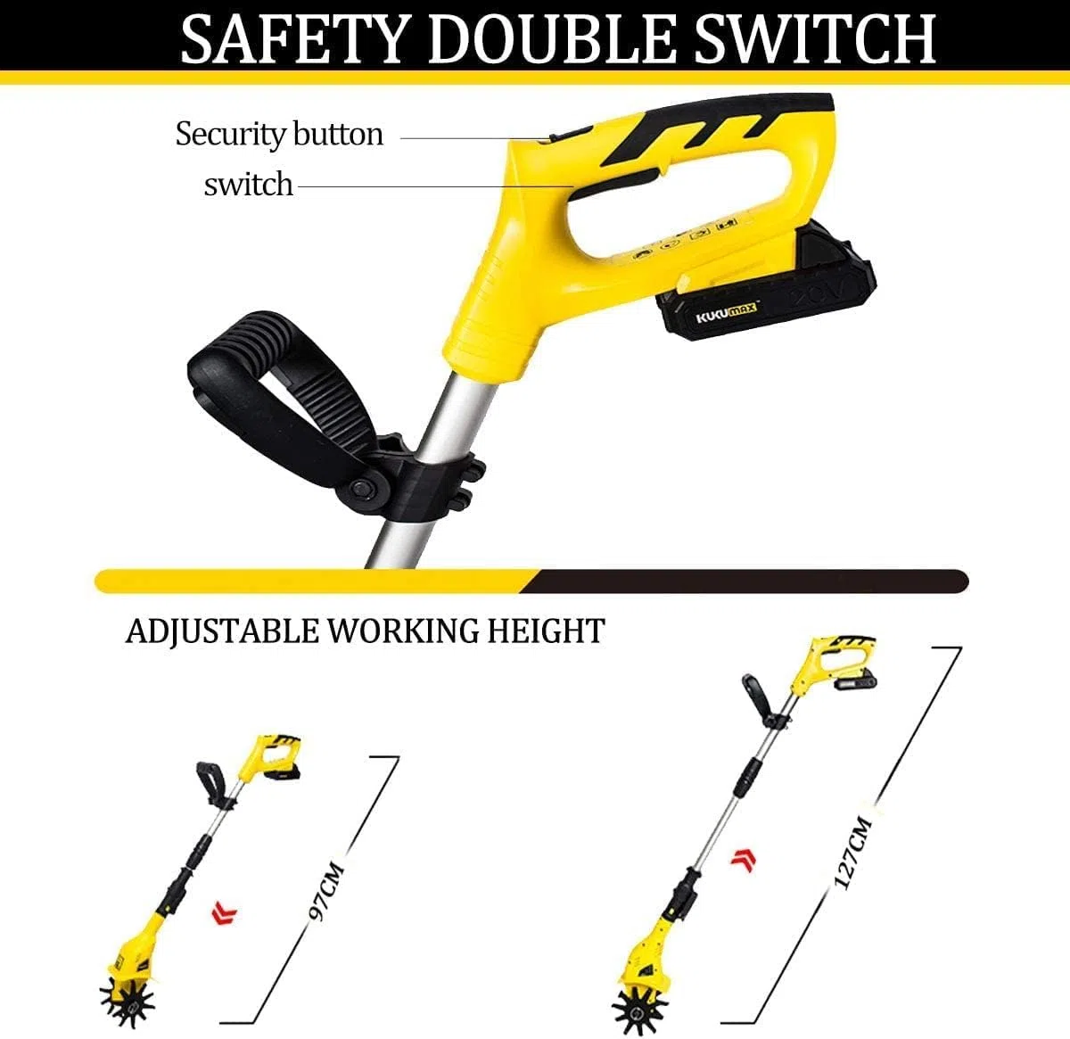 Motoculteur sans Fil, motoculteur de Jardin 20 V, motoculteur électrique réglable