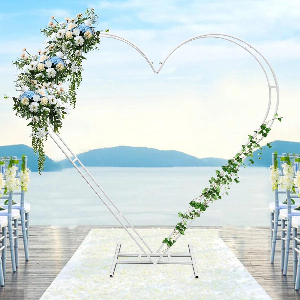 Arche de mariage en forme de cœur - Support pour arche de mariage - Décoration autonome - Support de fleurs - Arche de fleurs - Cadre décoratif pour plantes