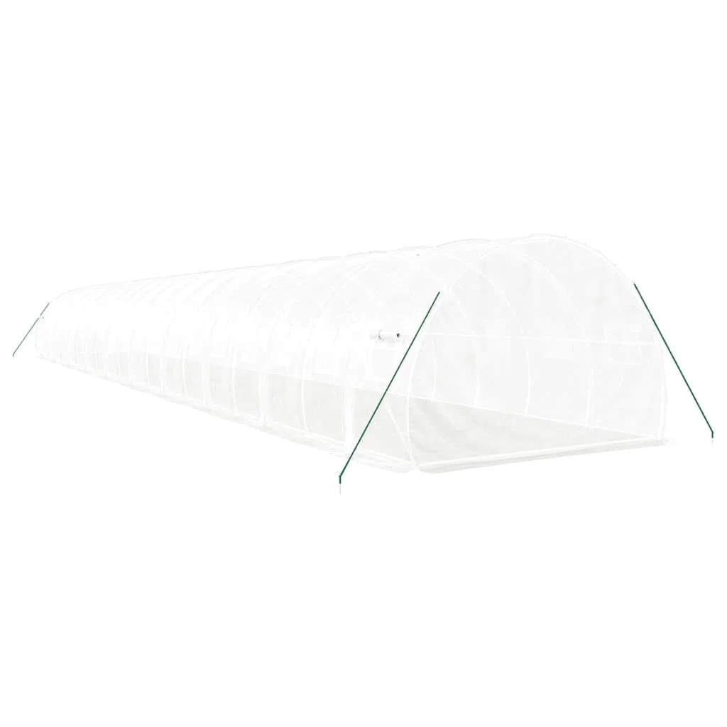 Serre de jardin avec cadre en acier, Blanc, 20x3x2 m, 60 m², avec Portes