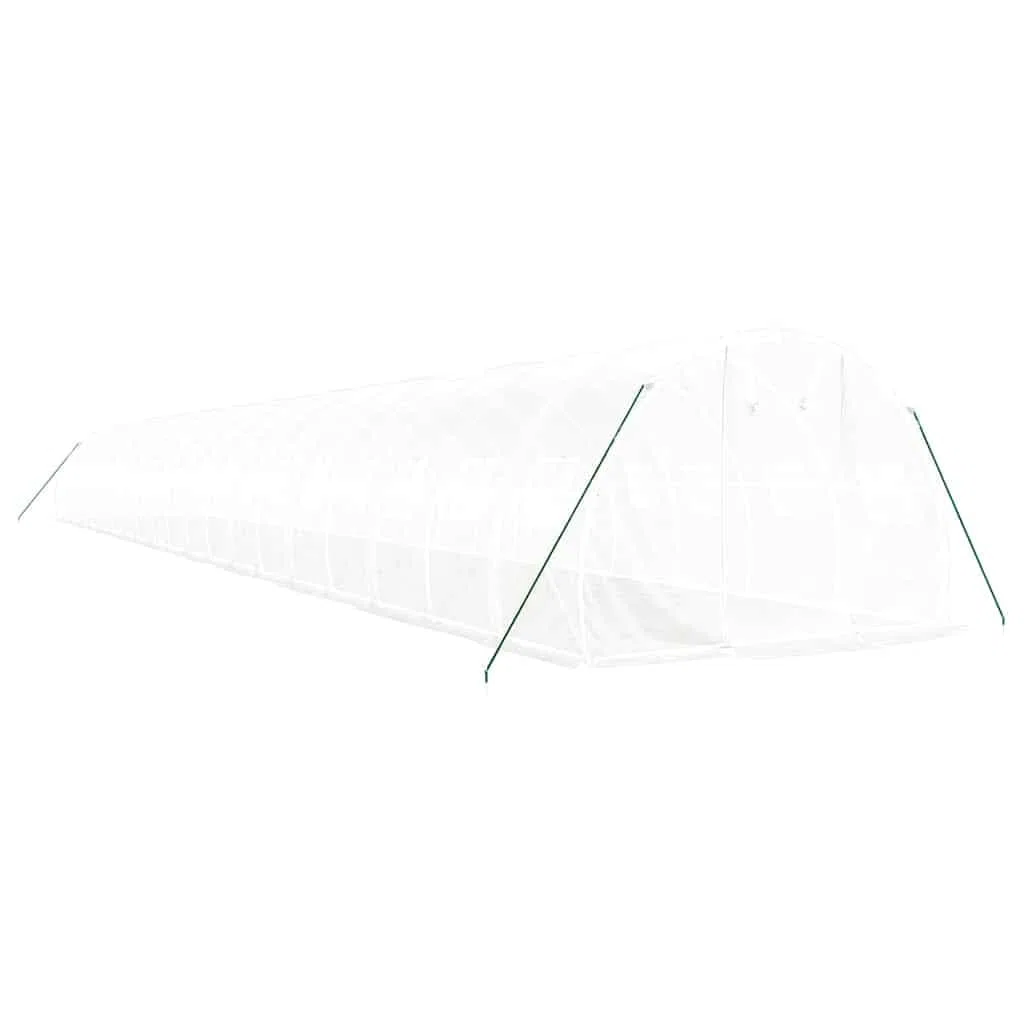 Serre de jardin avec cadre en acier, Blanc, 20x3x2 m, 60 m², avec Portes