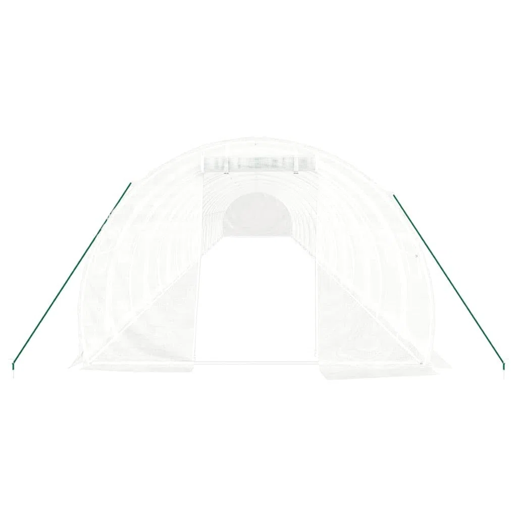Serre de jardin avec cadre en acier, Blanc, 20x3x2 m, 60 m², avec Portes