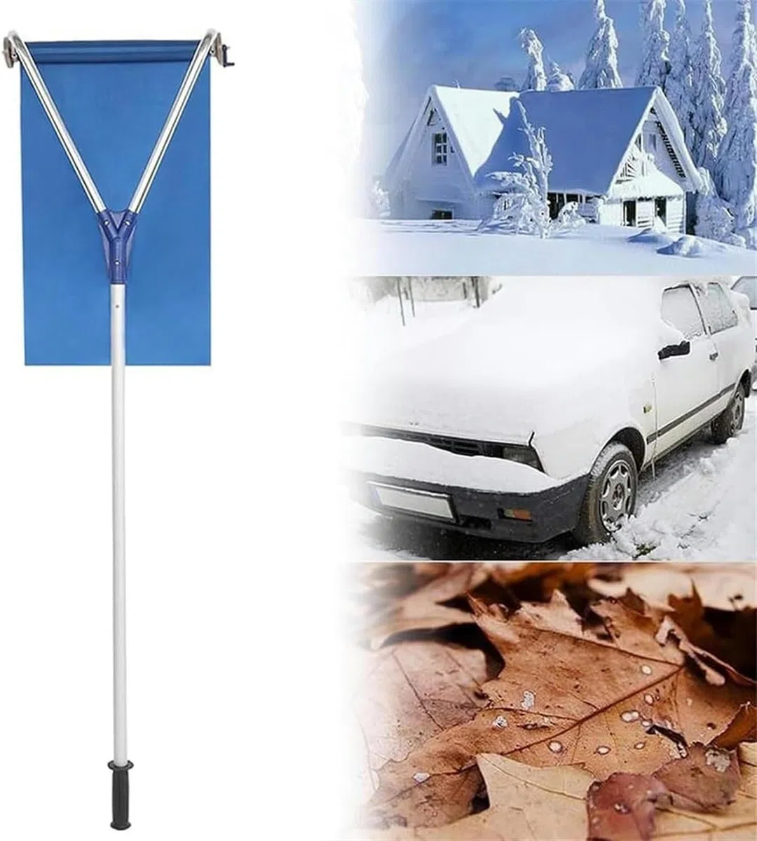 Râteau à neige pour toit, outil de déneigement de toit réglable en aluminium de 21 pieds, avec roues et glissière Oxford, poignée antidérapante extensible, avec moyeu de 3 pouces, pour aider au déne