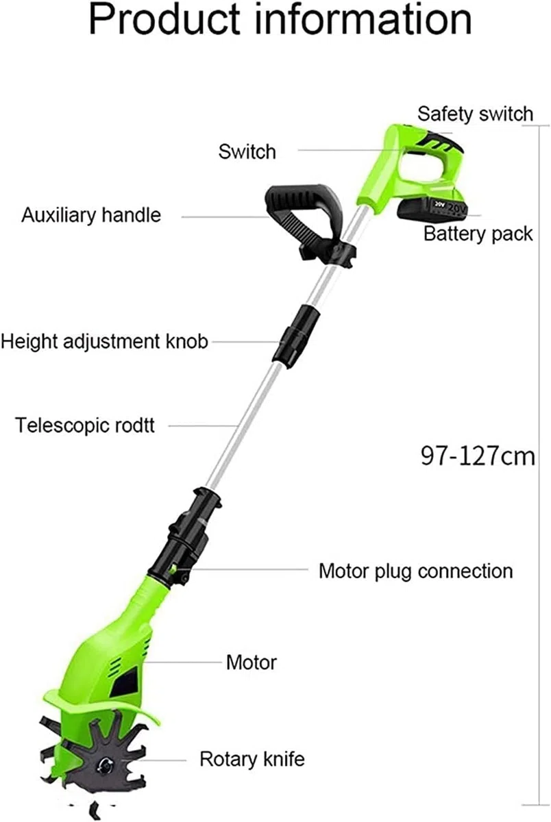 Rotavator Portatif Portatif Lithium Électrique Houe Rototiller Petit Style Domestique Microtiller Desserreur Motoculteur Agricole