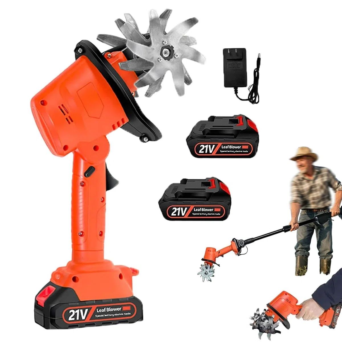Motoculteur Portatif, 235 TR/Min, sans Fil, avec Manche Télescopique, 2 Batteries 1,5 Ah, Largeur De Travail De 12,7 Cm Et Profondeur De 12,7 Cm. Idéal pour Le Jardinage, La Pelouse Et Les