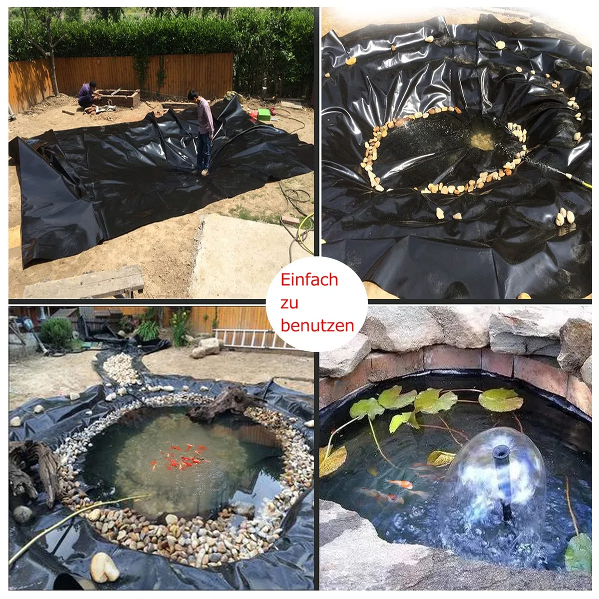 ZYFA Bâche de Protection en HDPE pour Bassin de Jardin et piscines RevêTement D'éTang RéSistant à La DéChirure pour Fontaine et Jardin pour L'aménagement Paysager, Noir 0,2 mm
