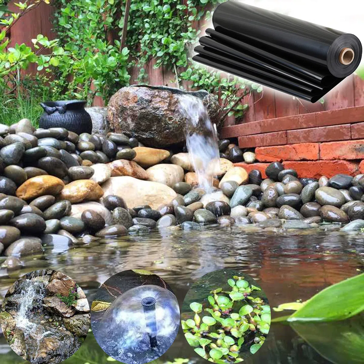 ZYFA Bâche de Protection en HDPE pour Bassin de Jardin et piscines RevêTement D'éTang RéSistant à La DéChirure pour Fontaine et Jardin pour L'aménagement Paysager, Noir 0,2 mm