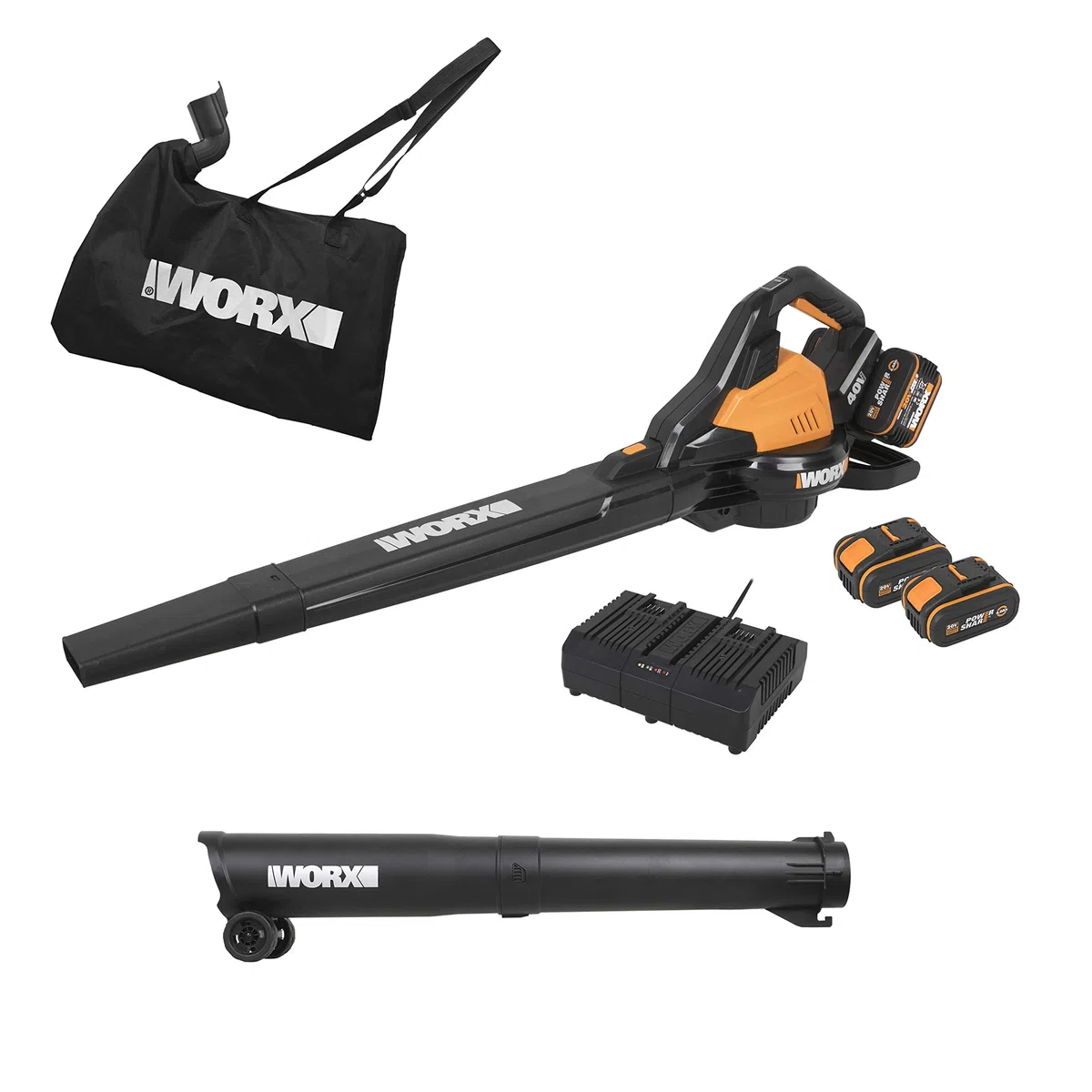 Worx WG583E Souffleur de Feuilles sans balais à Double Batterie 36 V (40 V Max) Noir