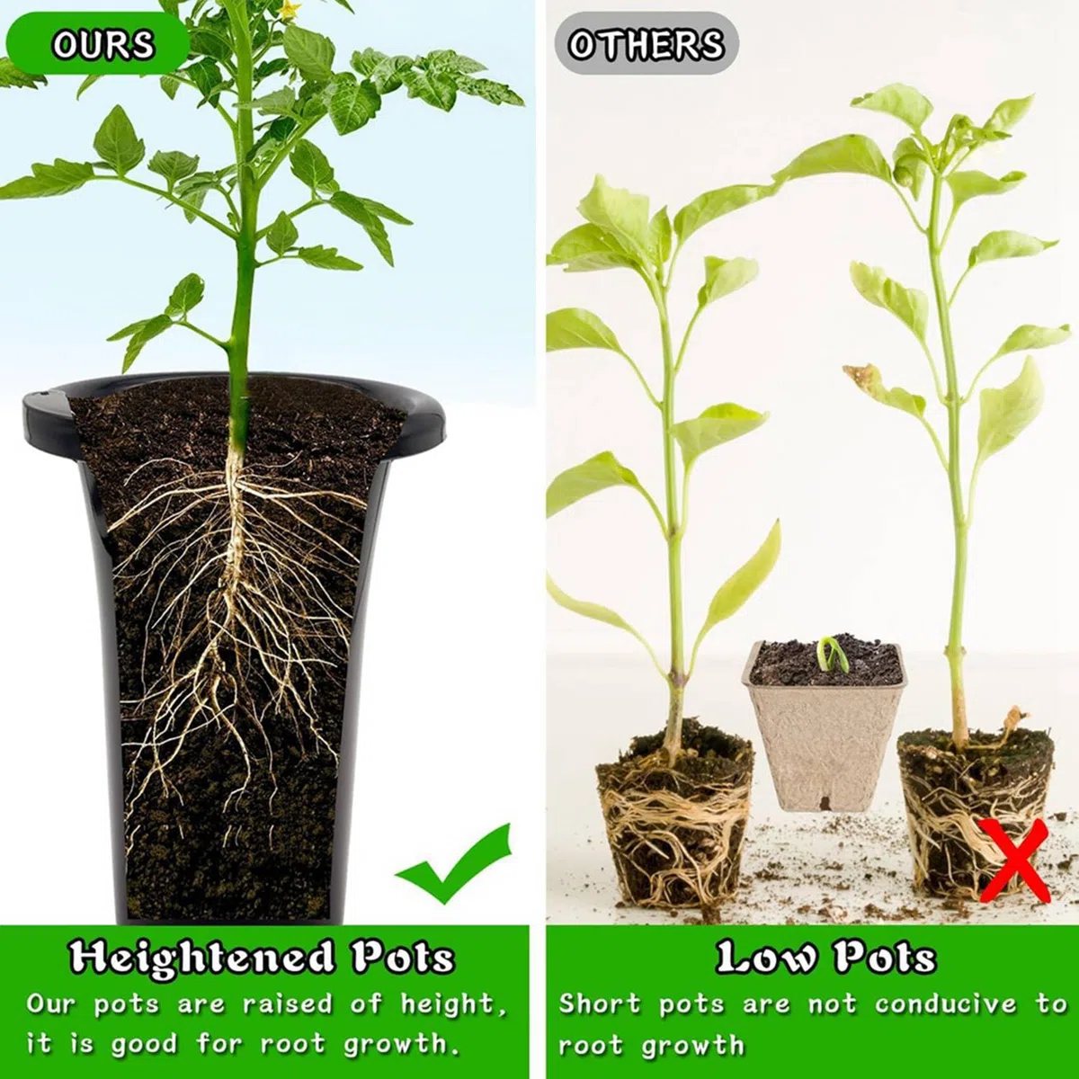 30 Pièces Pots de Pépinière de Plantes Profondes en Plastique, Pots D' Hauts et Stables Épais, Pots de Conteneurs de Plantes de Semis Hauts Réutilisables, Profonds