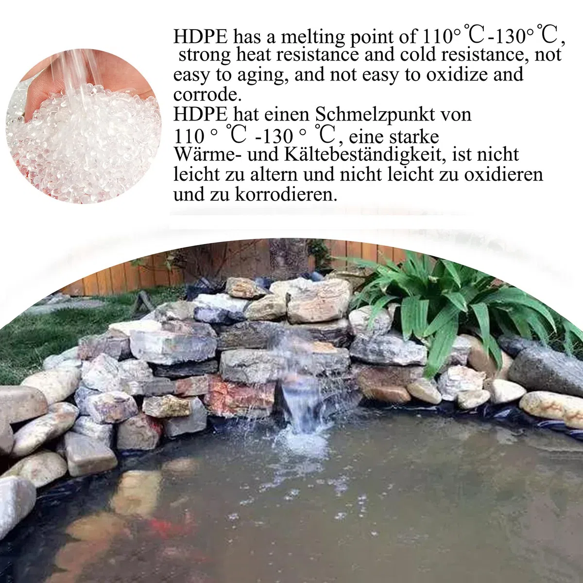 ZYFA Bâche de Protection en HDPE pour Bassin de Jardin et piscines RevêTement D'éTang RéSistant à La DéChirure pour Fontaine et Jardin pour L'aménagement Paysager, Noir 0,2 mm
