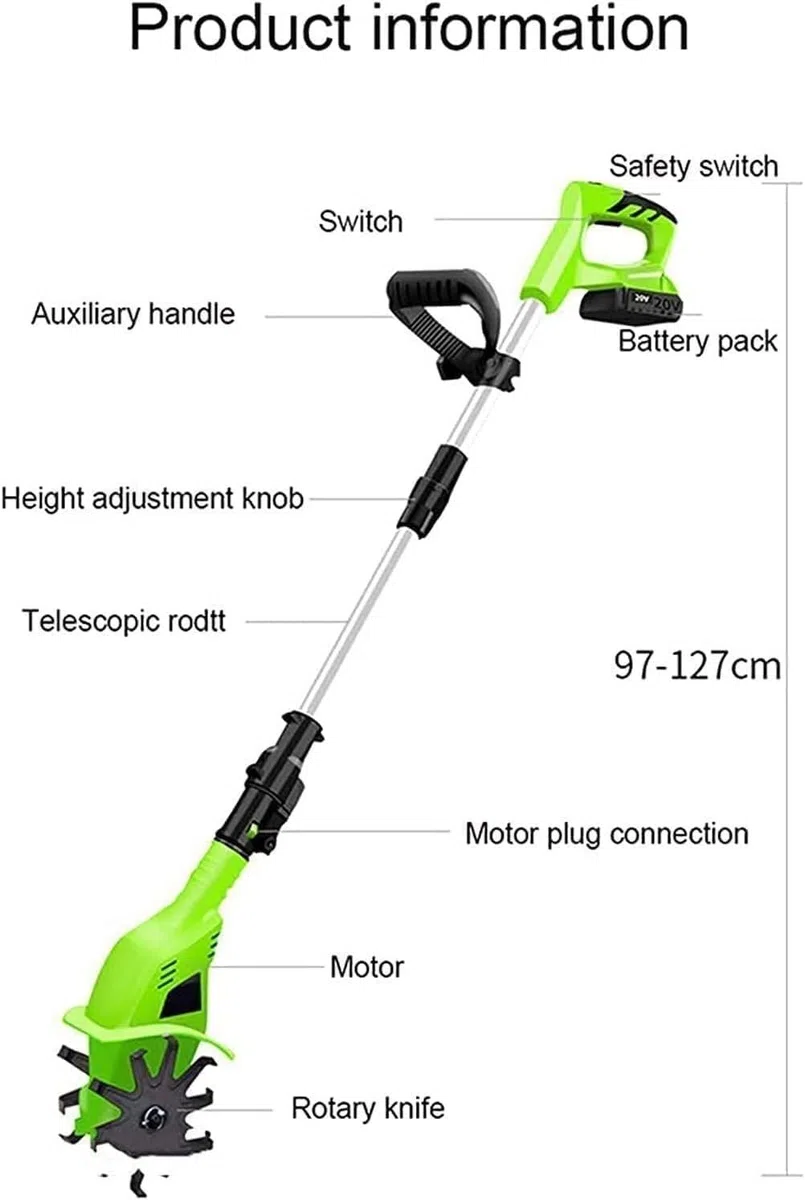 Motoculteur sans Fil Motoculteur sans Fil, motoculteur de Jardin électrique portatif 20 V avec Batterie Rechargeable
