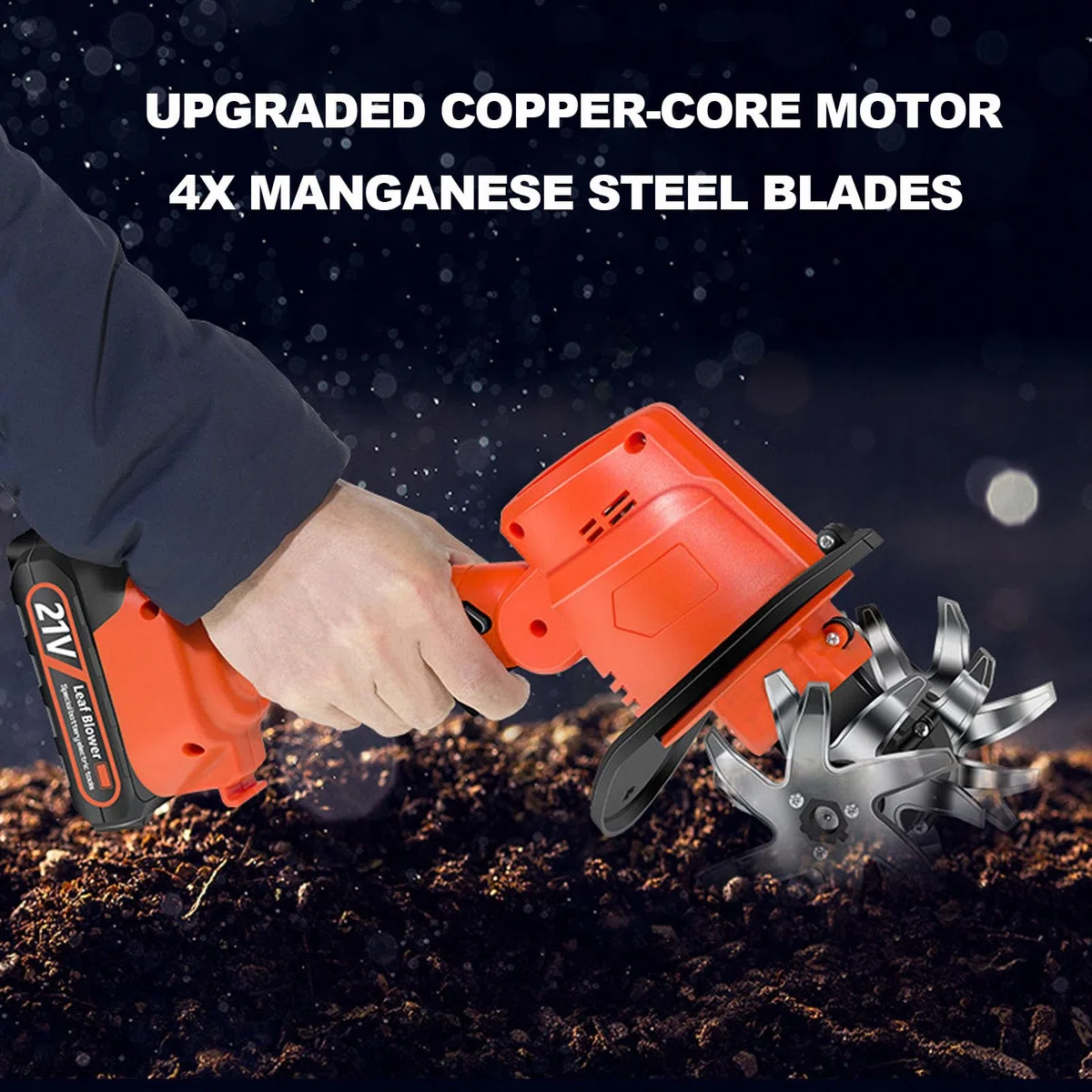 Motoculteur Portatif, 235 TR/Min, sans Fil, avec Manche Télescopique, 2 Batteries 1,5 Ah, Largeur De Travail De 12,7 Cm Et Profondeur De 12,7 Cm. Idéal pour Le Jardinage, La Pelouse Et Les