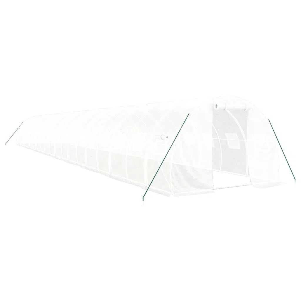Serre de jardin avec cadre en acier, Blanc, 20x3x2 m, 60 m², avec Portes