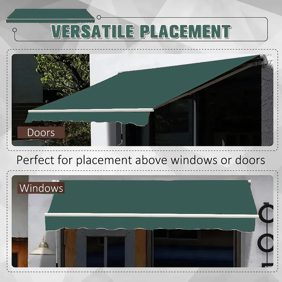 Auvent manuel rétractable - Imperméable et résistant aux UV - Auvent de terrasse pliable avec manivelle et matériel de montage pour balcon, cour, restaurant - 2 x 1,5 m/3 x 2,5 m/4 x 5 m