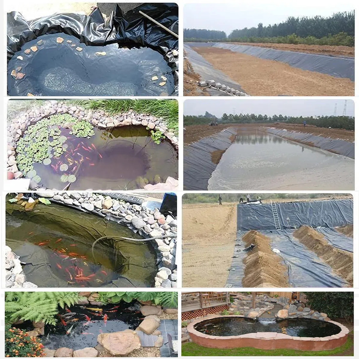 ZYFA Bâche de Protection en HDPE pour Bassin de Jardin et piscines RevêTement D'éTang RéSistant à La DéChirure pour Fontaine et Jardin pour L'aménagement Paysager, Noir 0,2 mm